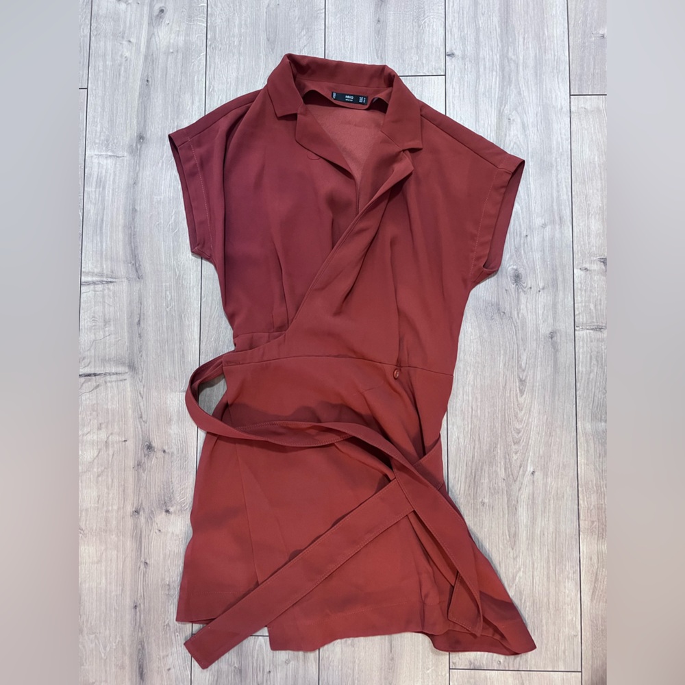 Mango Burnt Orange Wrap Dress